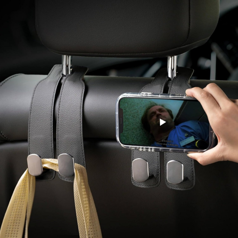 HangMate™ | Leren autostoelhaak (2+2 GRATIS)