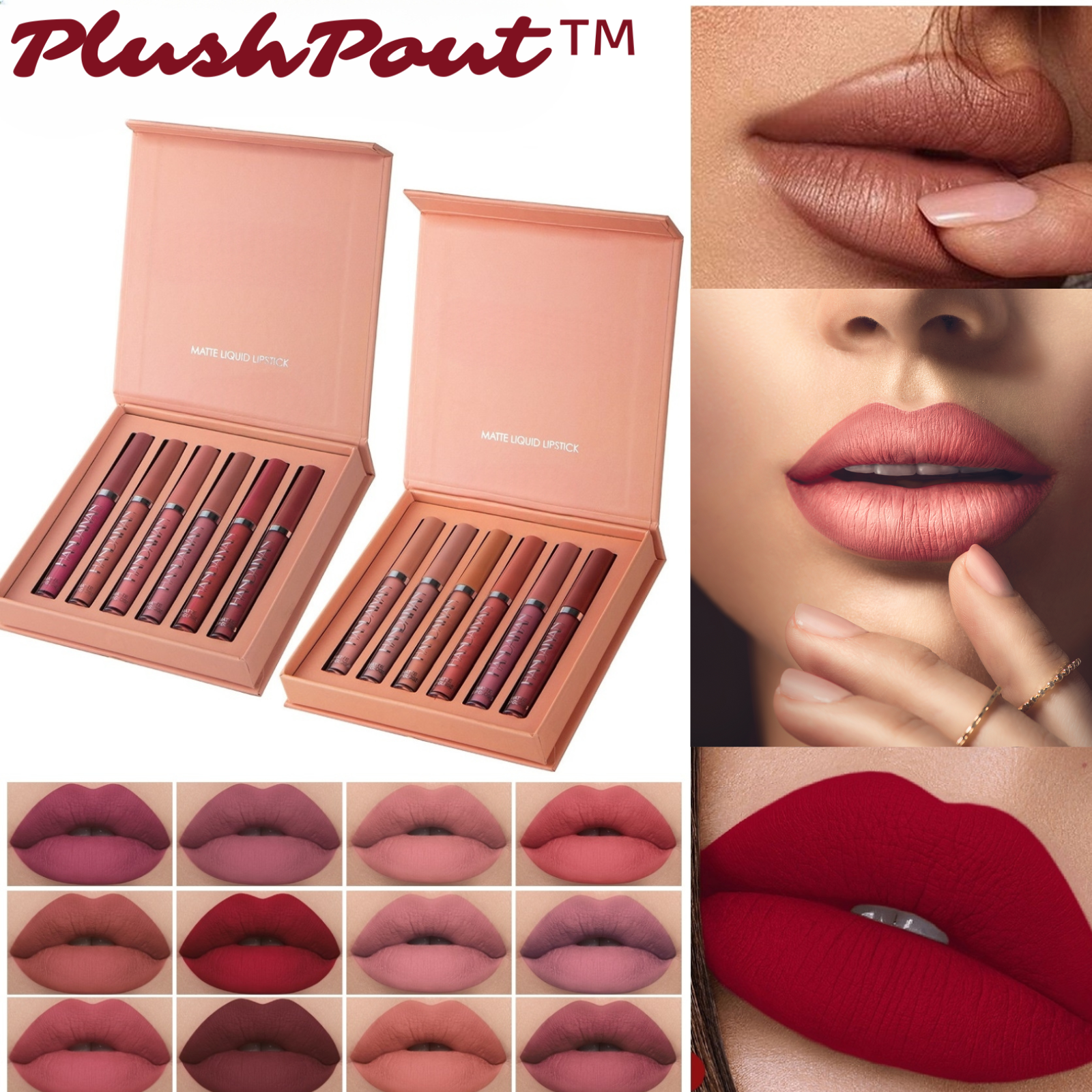 PlushPout™ - Matte vloeibare lippenstift (set van 6)